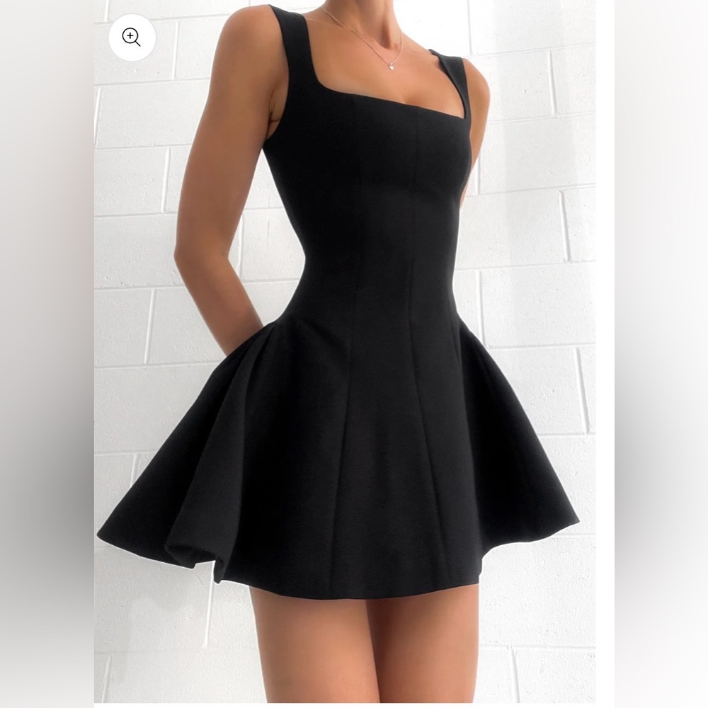 NWT Black Square-Neck Fit & Flare Mini Dress